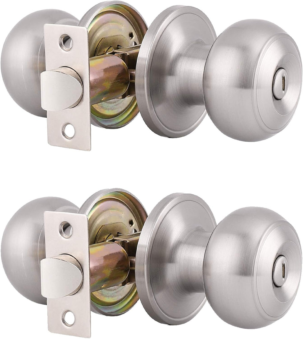 6 Pack Satin Nickel Stainless Steel Privacy Door Knobs F78187