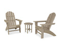 Vintage Sahara 3-Piece Curveback Adirondack Chair Set O621