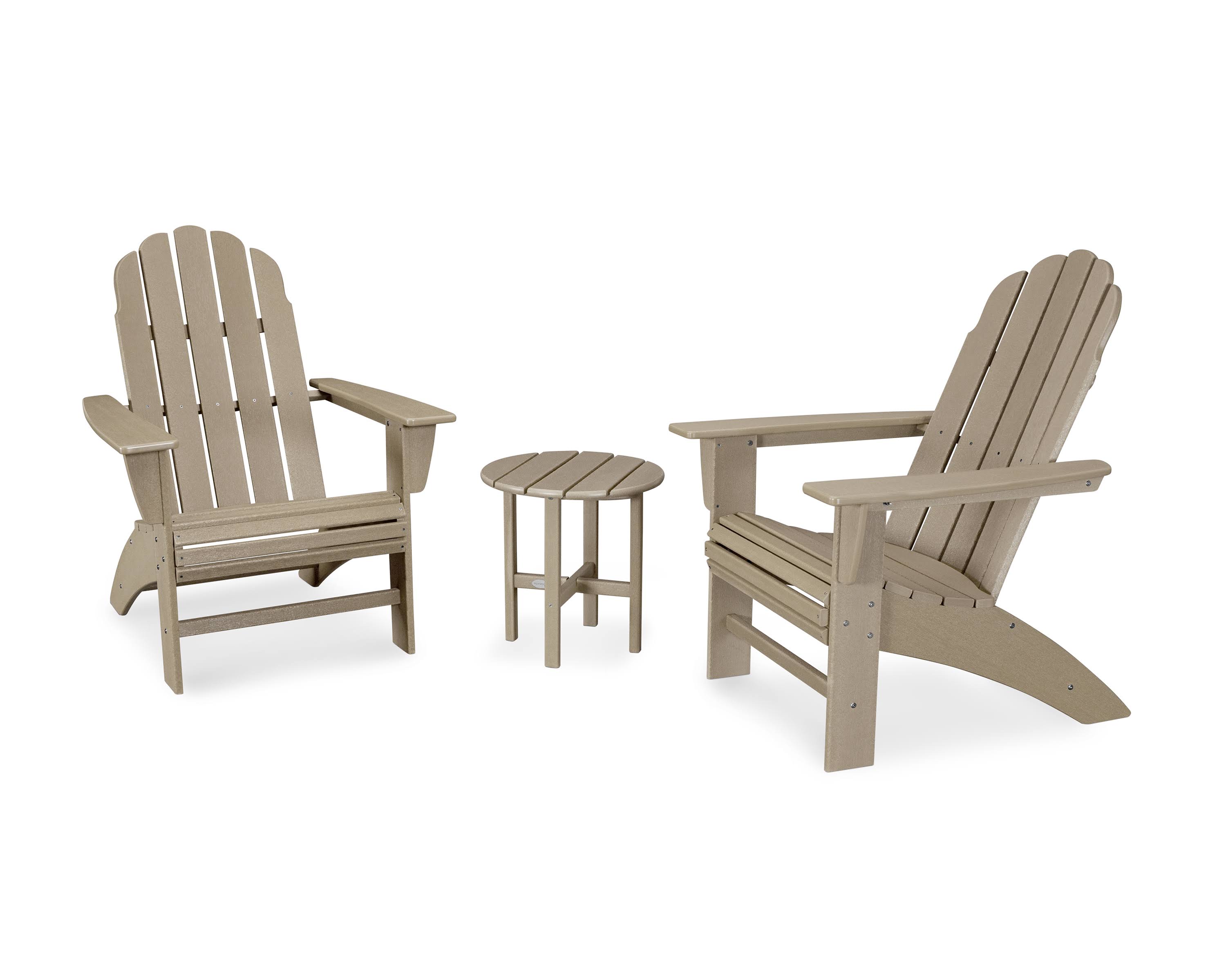 Vintage Sahara 3-Piece Curveback Adirondack Chair Set O621