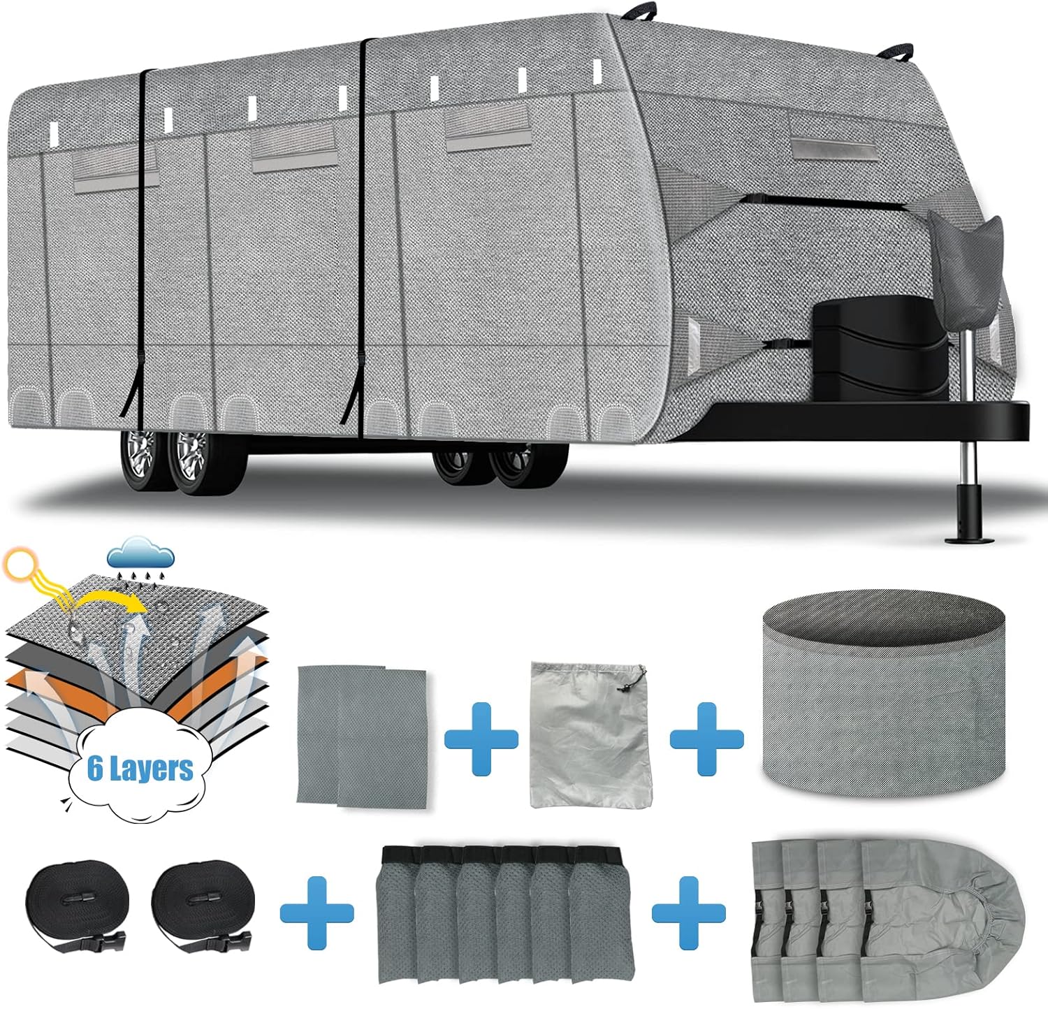 RV Cover 6 Layers Windproof Anti-Scratch UV Resistant (22'1''-24) O629854