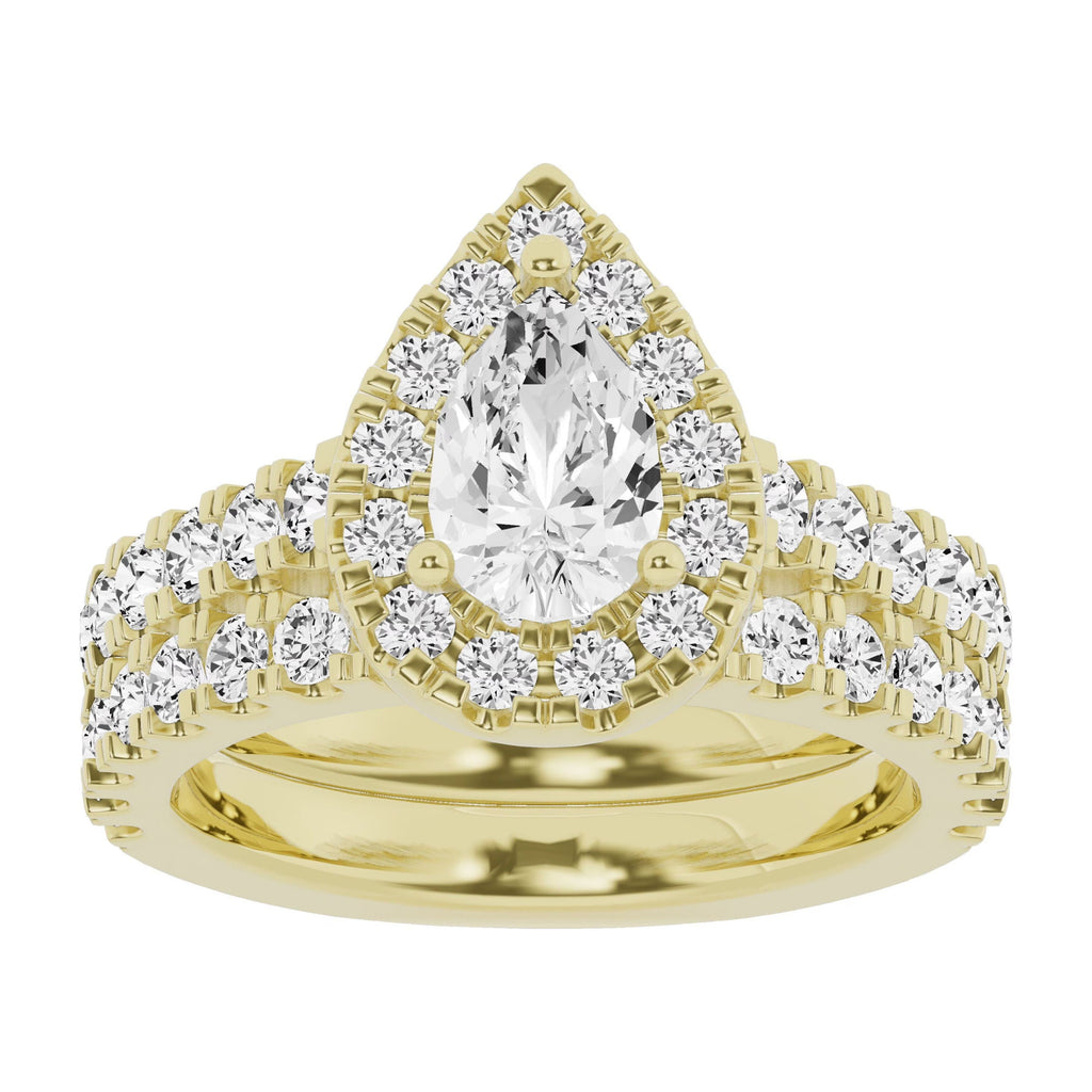 14K Yellow Gold Pear Solitaire Bridal Set E6282