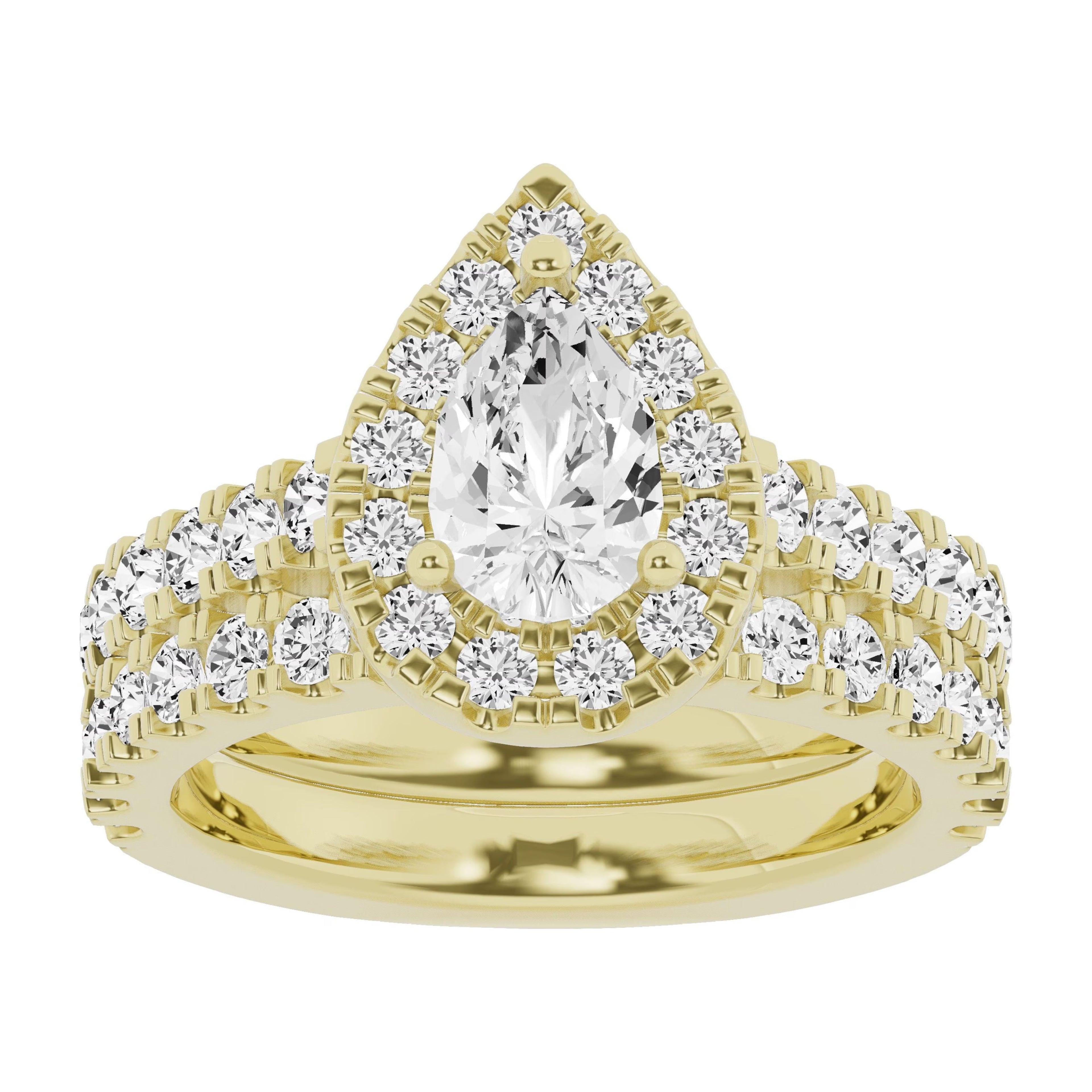 14K Yellow Gold Pear Solitaire Bridal Set E6282
