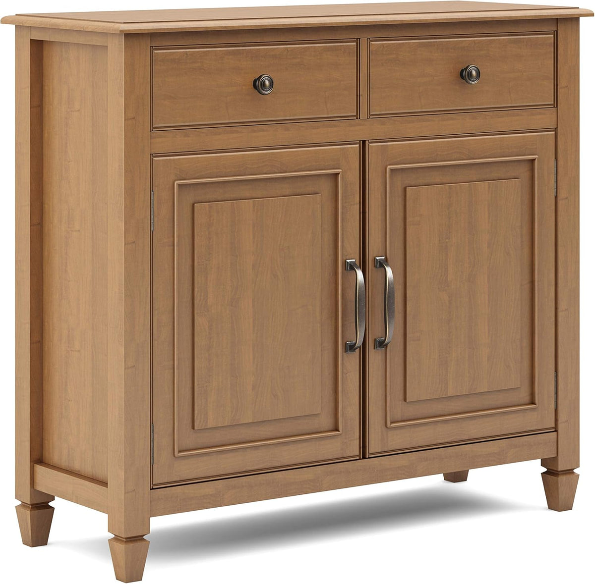 Distressed Grey Solid Wood Entryway Storage Cabinet with 2 Drawers, 2 Doors, Adjustable Shelves L4553