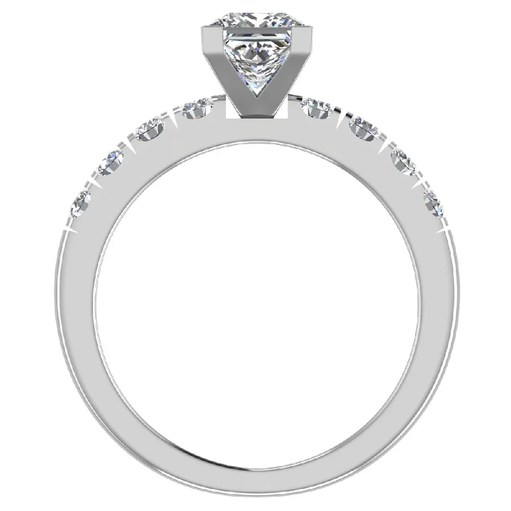 Princess Solitaire Diamond Ring 18K White Gold 1.20 Carat Q1898