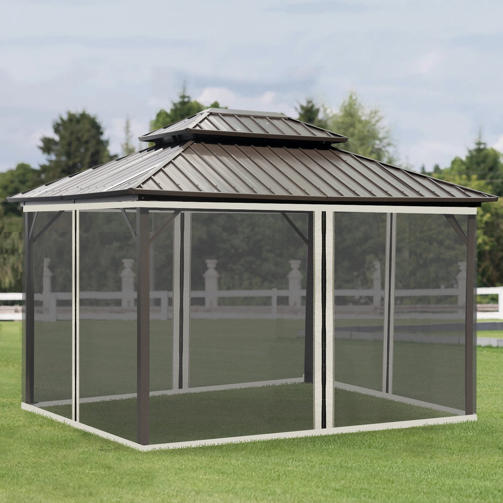 Replacement Mesh Mosquito Netting Screen Walls for 10' x 12' Patio Gazebo, 4-panel Sidewalls with Zippers K64257