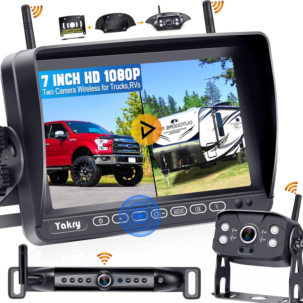 Wireless Backup Camera HD 1080P 7 Inch Monitor with Adapter Infrared Night Vision Y971