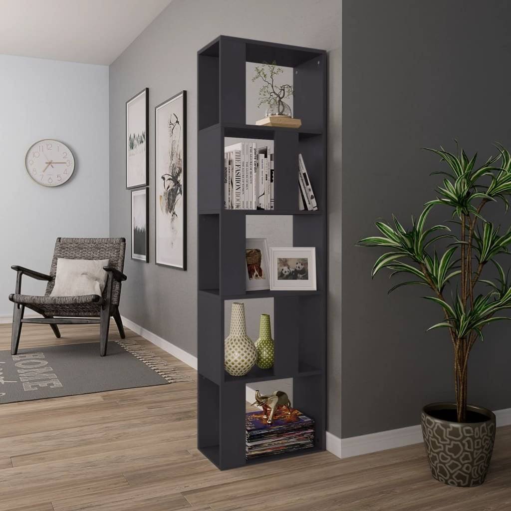 Gray Book Cabinet Room Divider Chipboard Z9020