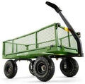 4 Cu Steel Utility Cart with No-Flat Tires, Green F957