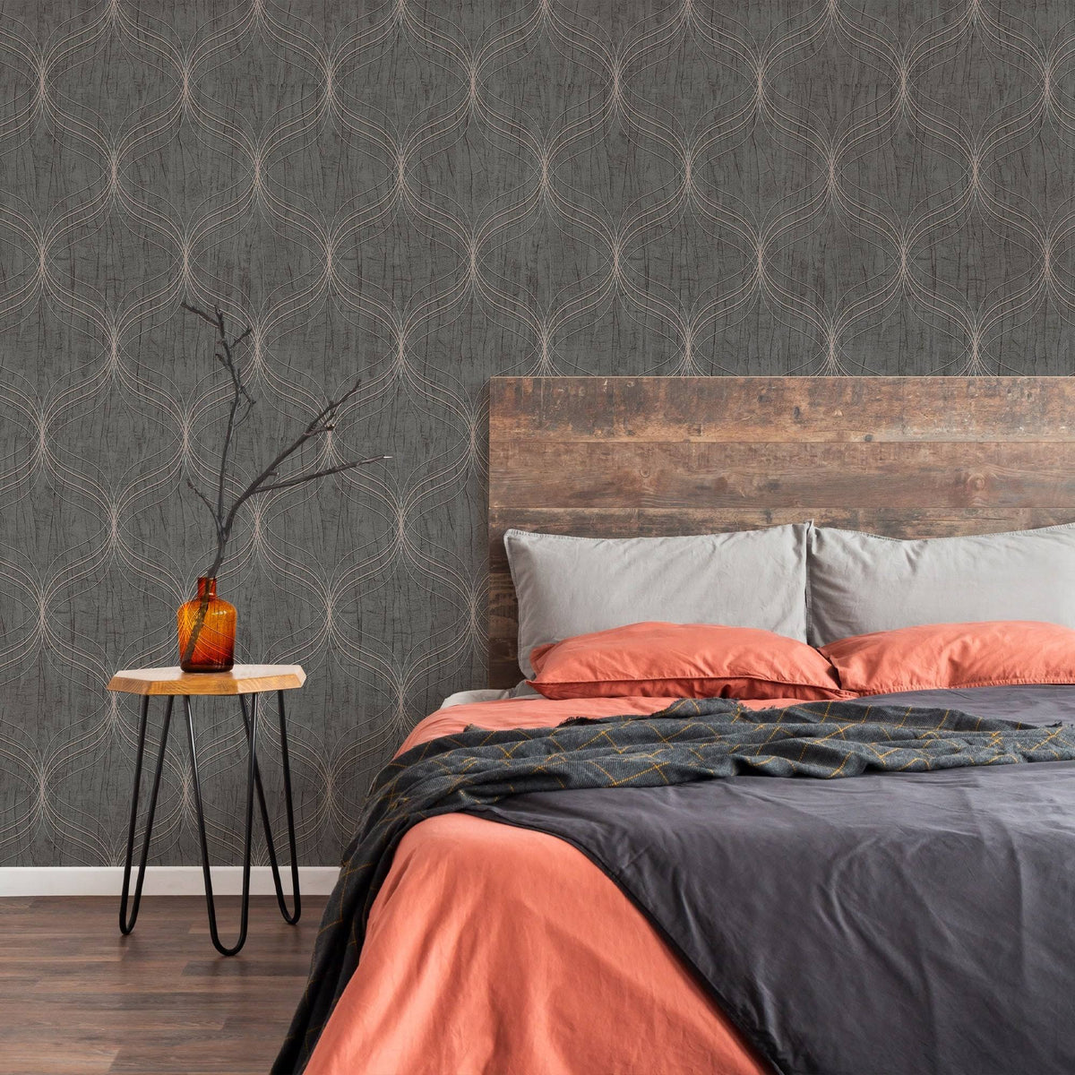 Optical Geo Grey Removable Wallpaper A3150