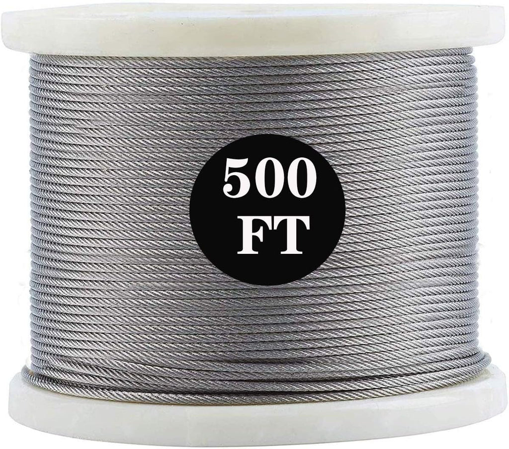 1/8 T316 Stainless Steel Cable, 7 x 7 Strands, 500FT Wire Rope Y475214