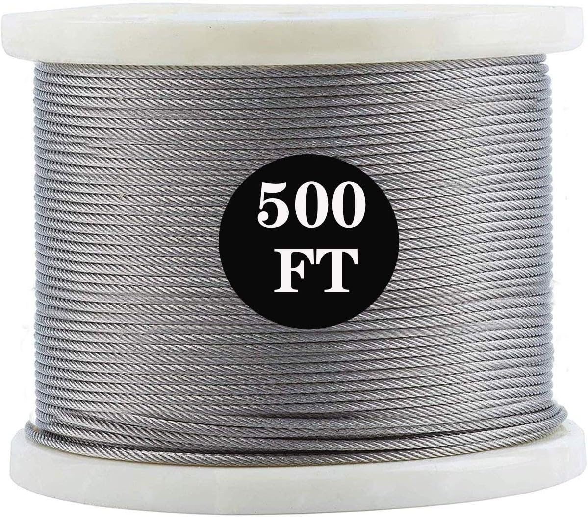1/8 T316 Stainless Steel Cable, 7 x 7 Strands, 500FT Wire Rope Y475214