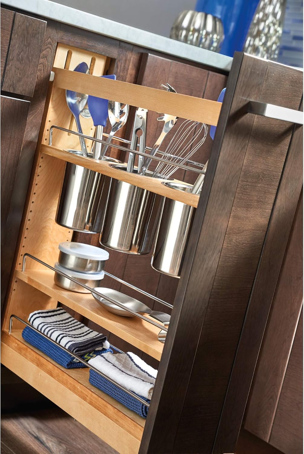 Kitchen Utensil Pull Out Cabinet Organizer with Soft-Close Slides C21219