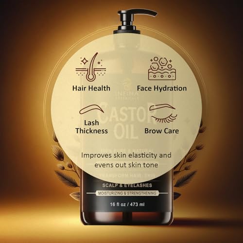16 fl oz Cold Pressed Castor Oil in Glass Bottle E80067