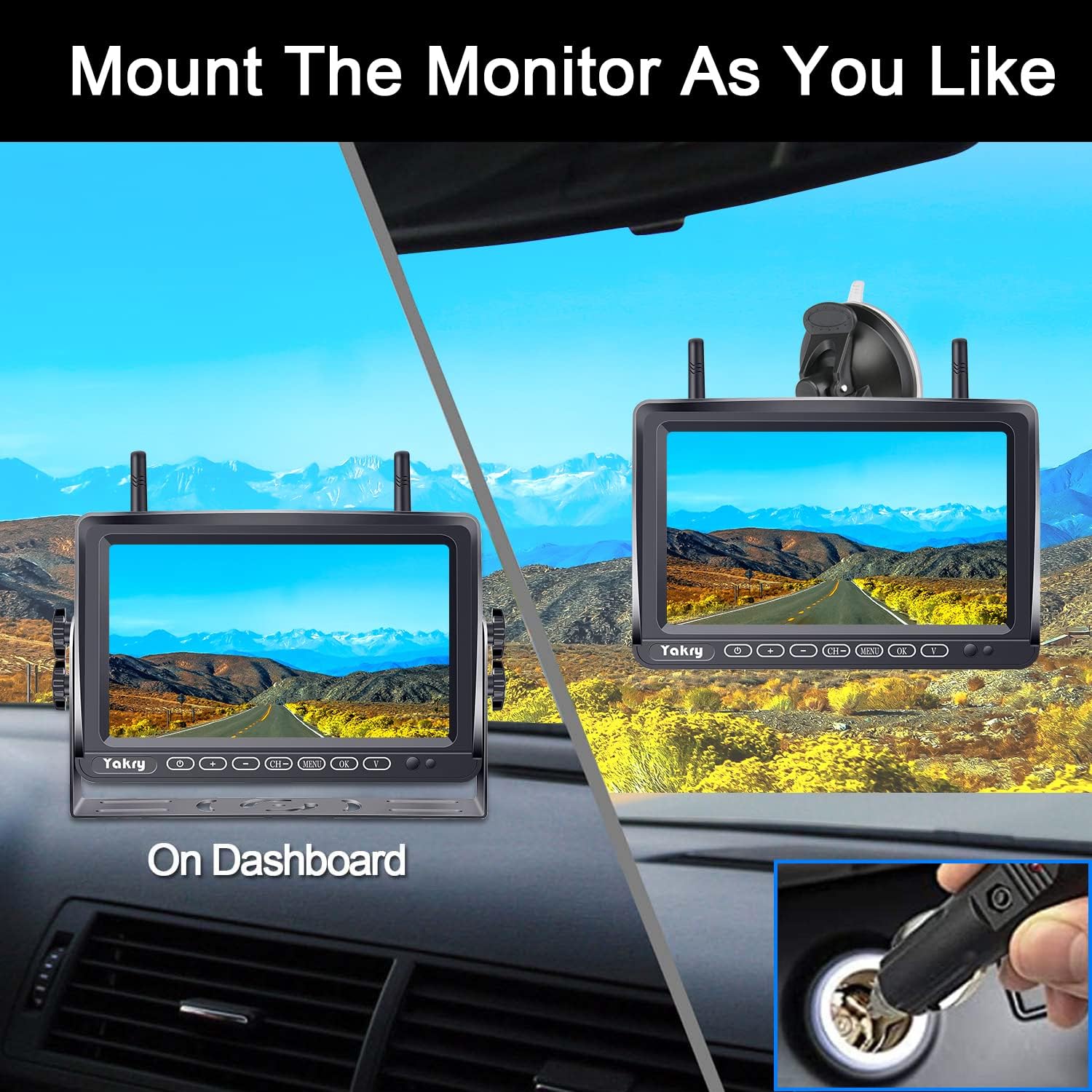 Wireless Backup Camera HD 1080P 7 Inch Monitor with Adapter Infrared Night Vision Y971
