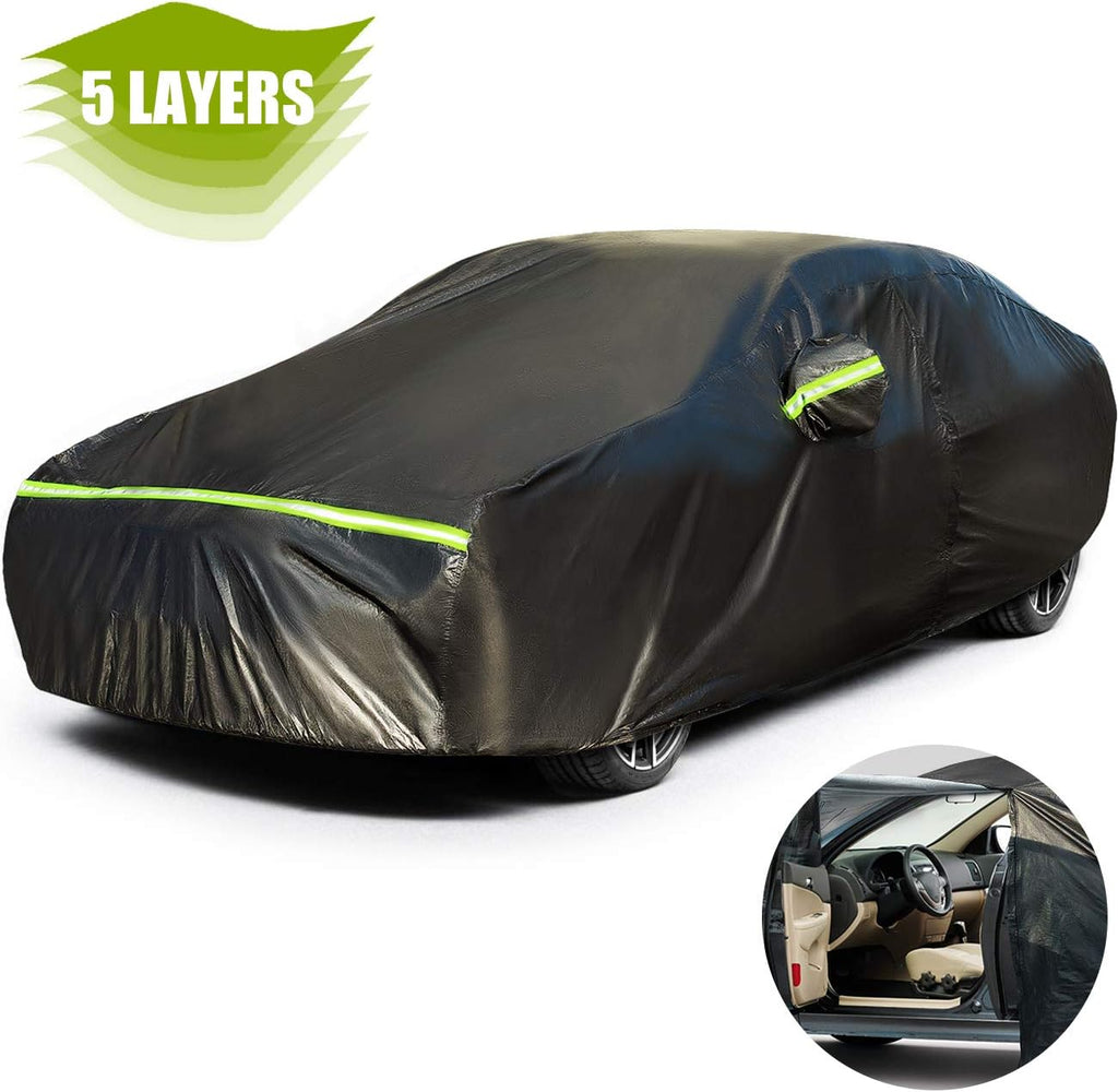 Car Cover SUV Cover Universal Fit 169 inch to 181 inch 5 Layer Waterproof Windproof Pack of 2 J67369