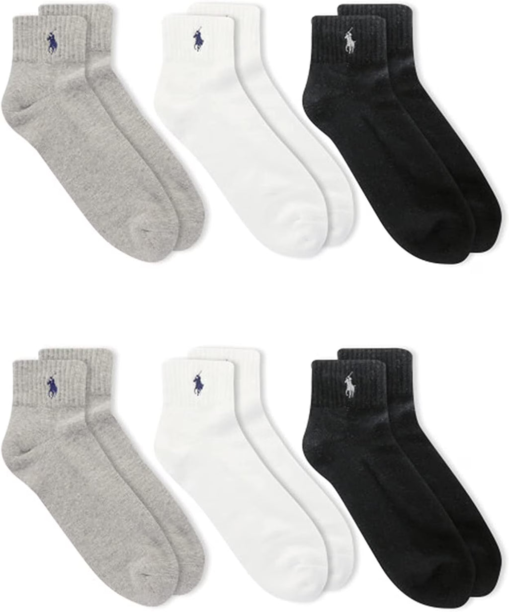 6-Pack Athletic Quarter Sock Grey Assorted L434