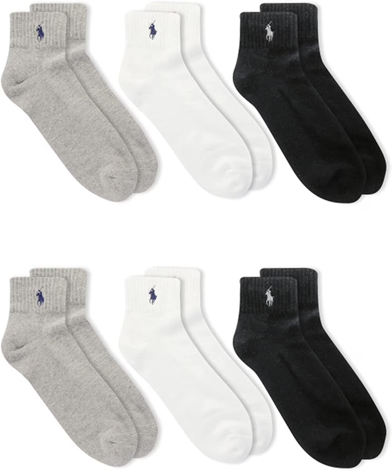 6-Pack Athletic Quarter Sock Grey Assorted L434