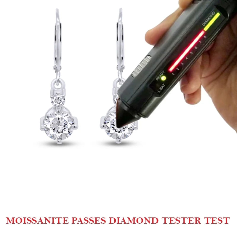 14K White Gold Over Sterling Silver Moissanite Dangle Drop Earrings B344555
