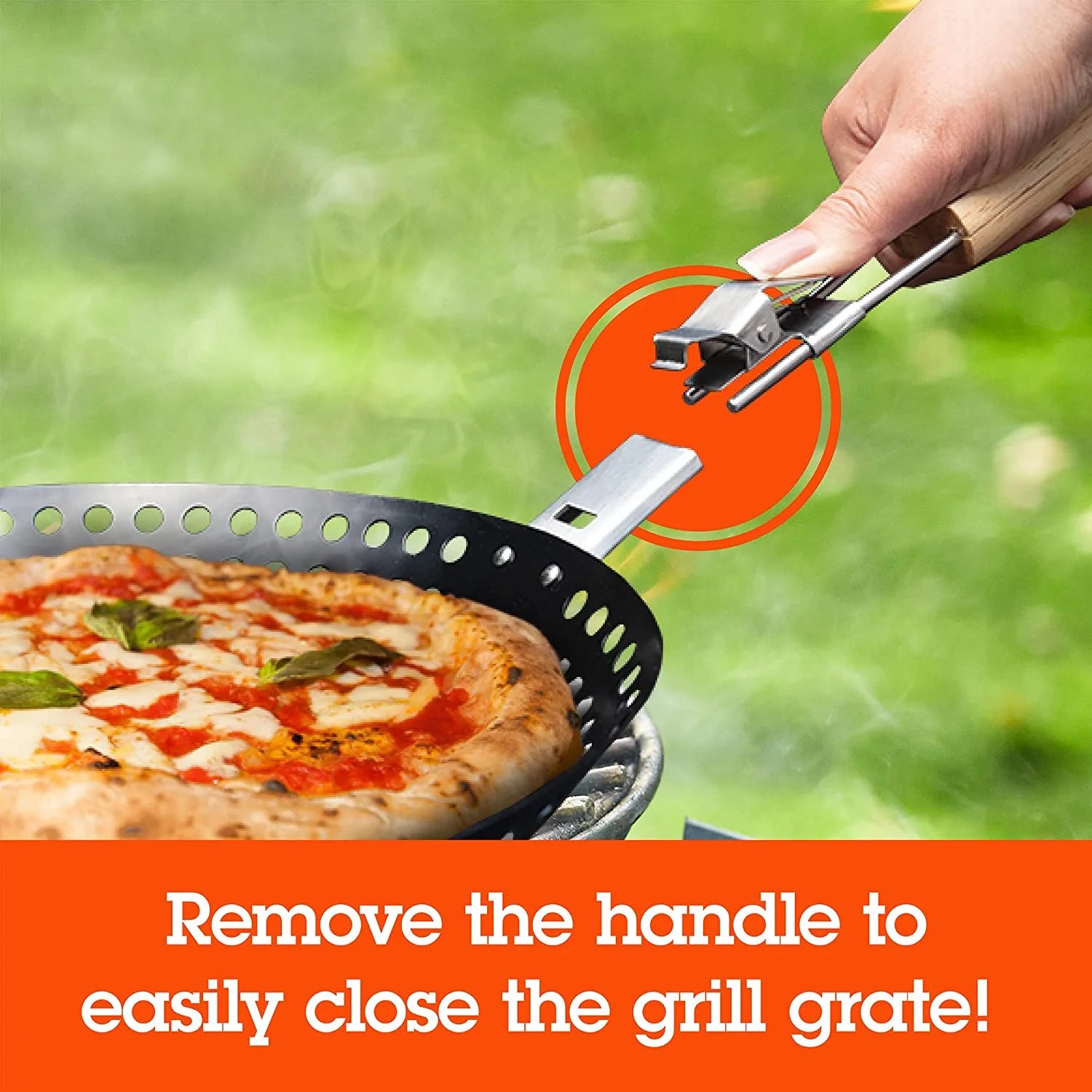 Perforated Non-stick Pizza Grill Pan with Removable Handle I2759