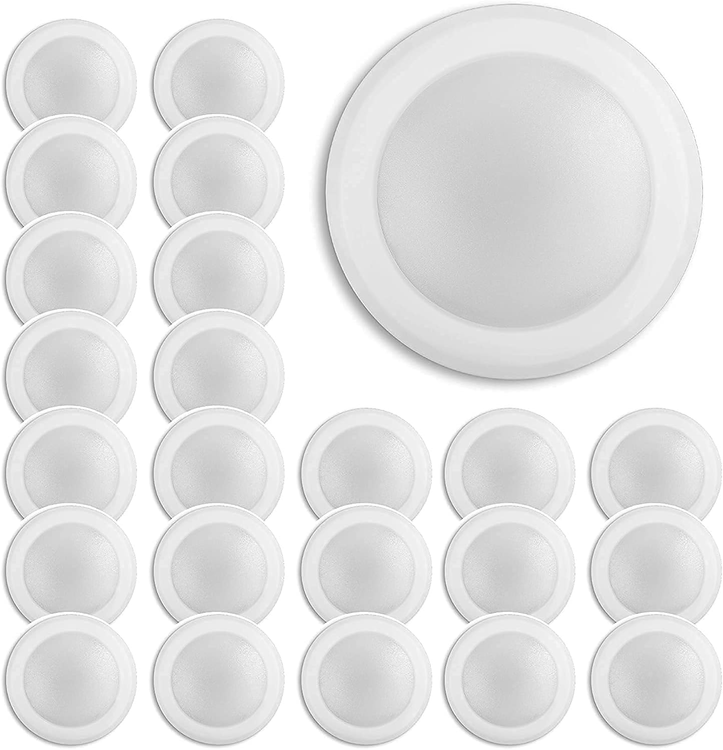 24 Pack 7.5 Flush Mount Dimmable LED Disk Light, 15W, 4000K Natural White, White Trim E501