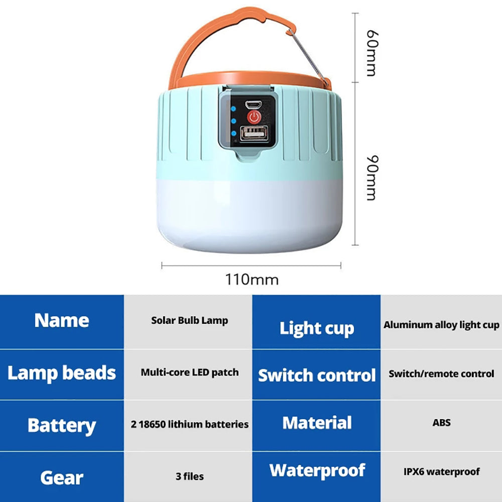 Solar Camping LED Lantern USB Rechargeable J772656