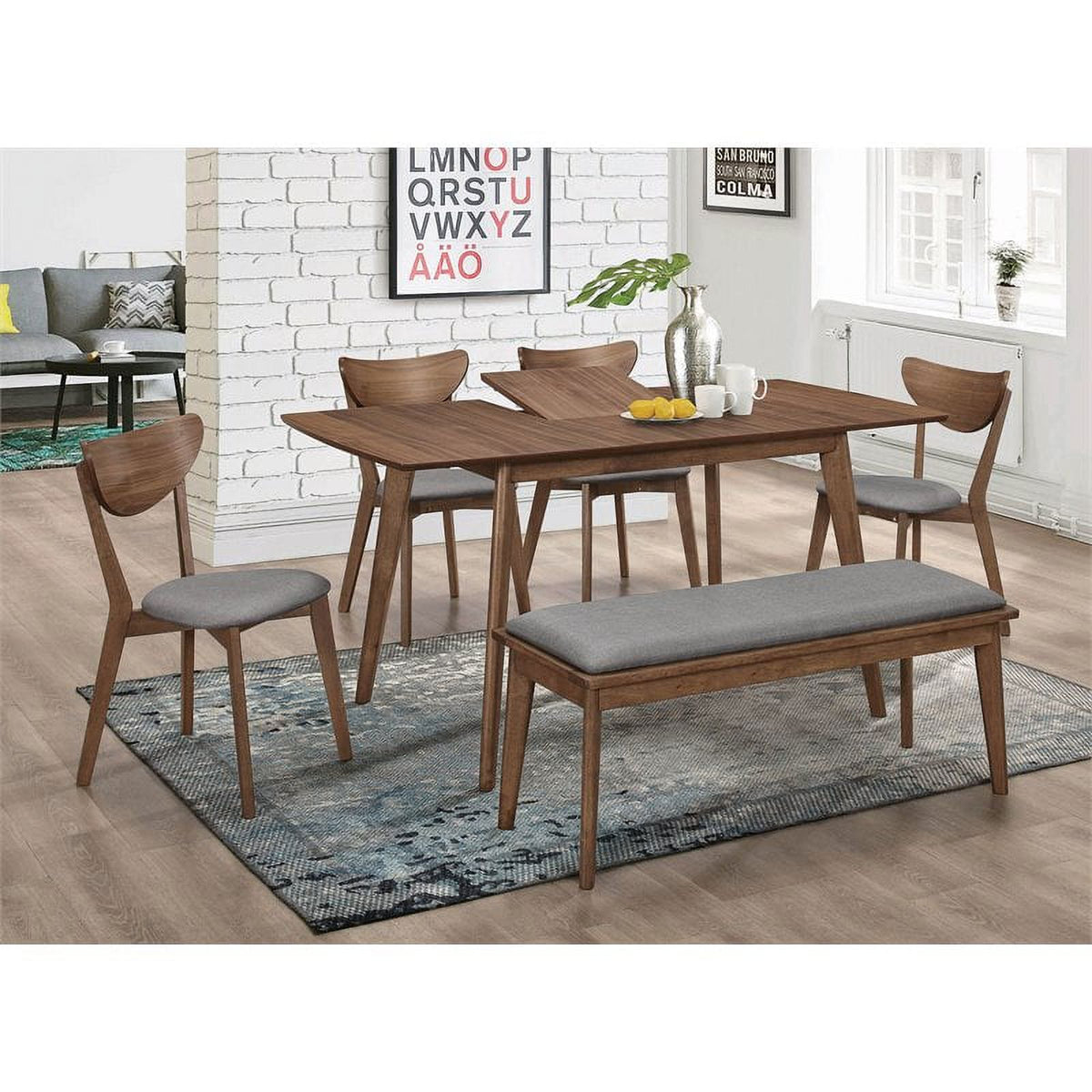 Natural Walnut and Grey Dining Room Set C562802