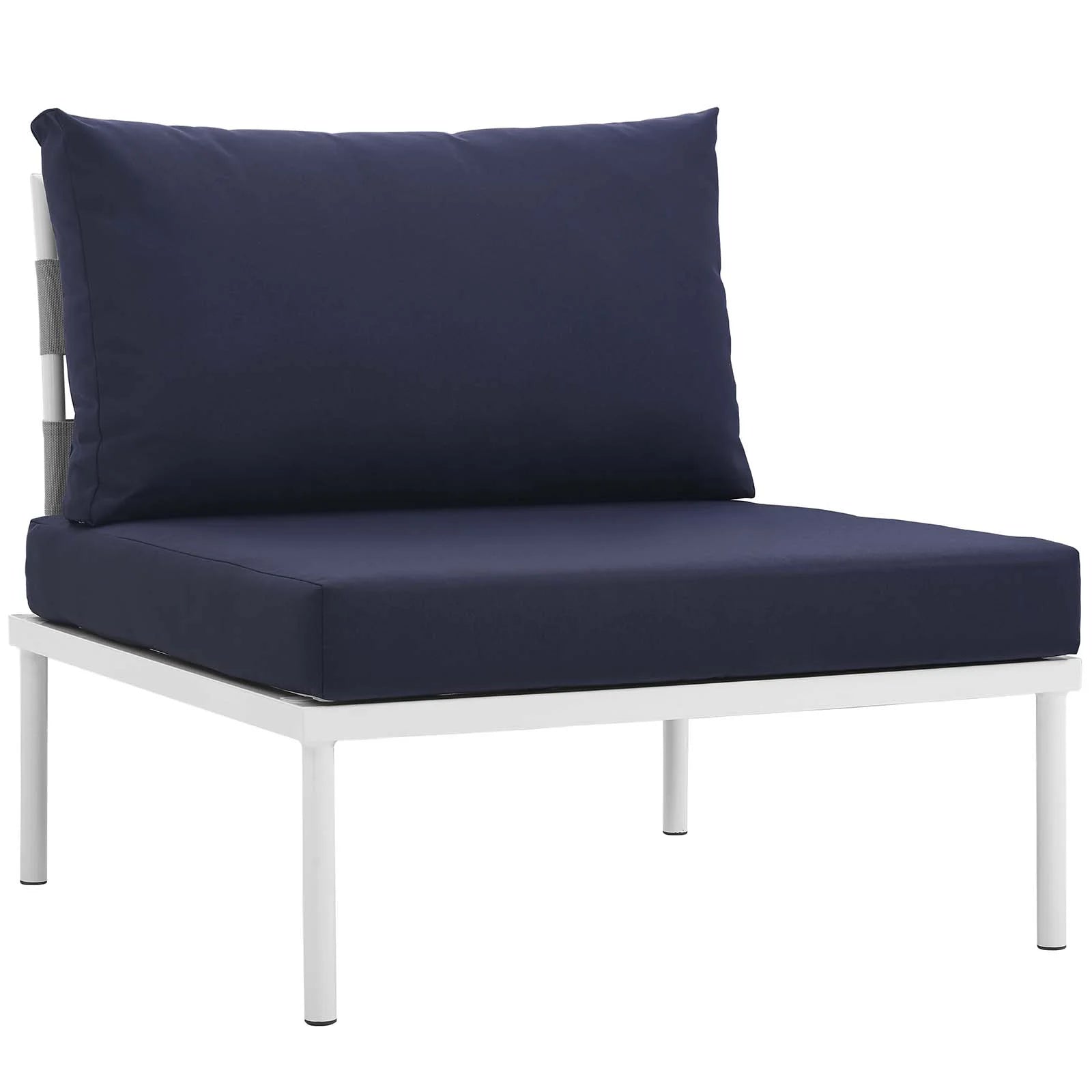 Navy Blue White 10 PCS Rattan Sectional Sofa Set B621