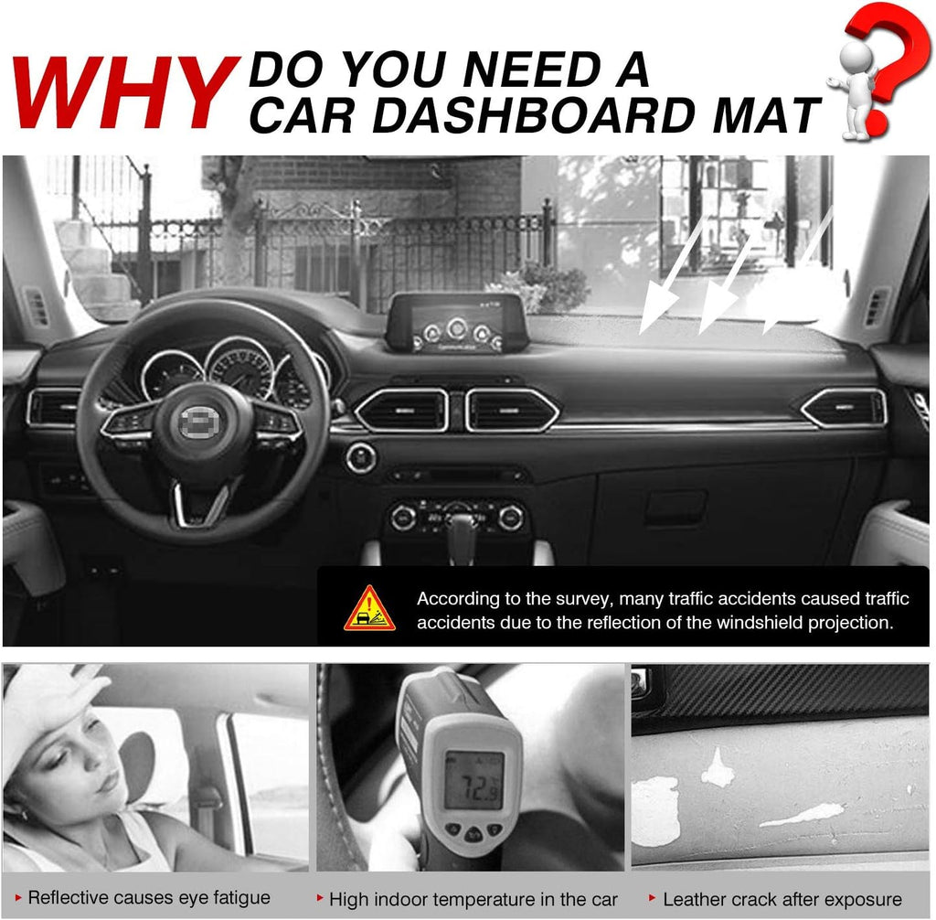 Dashboard Mat Cover for Mazda CX-5 2017-2022, Nonslip Dash Mat Protector, Pack of 2 Y117