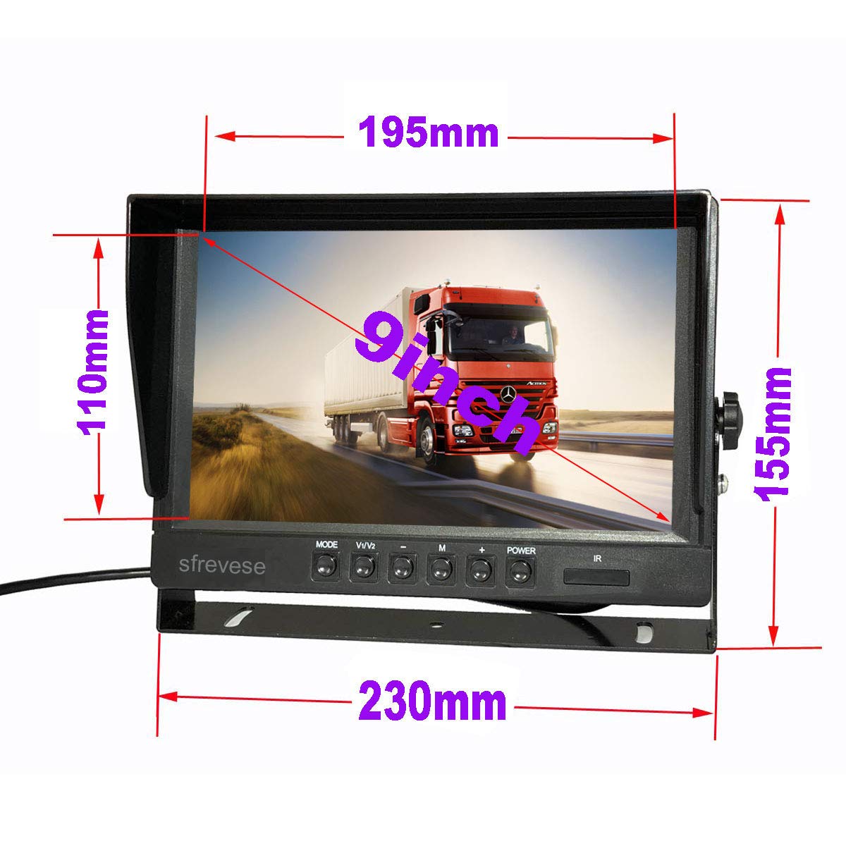9" 4Pin IPS HD DVR 2CH Split Car Rear View Monitor + 2x AHD 1080P Reversing Backup Camera Waterproof 12V-24V C76699