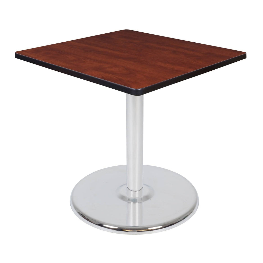 Cherry/Chrome Square Platter Base Table W20941