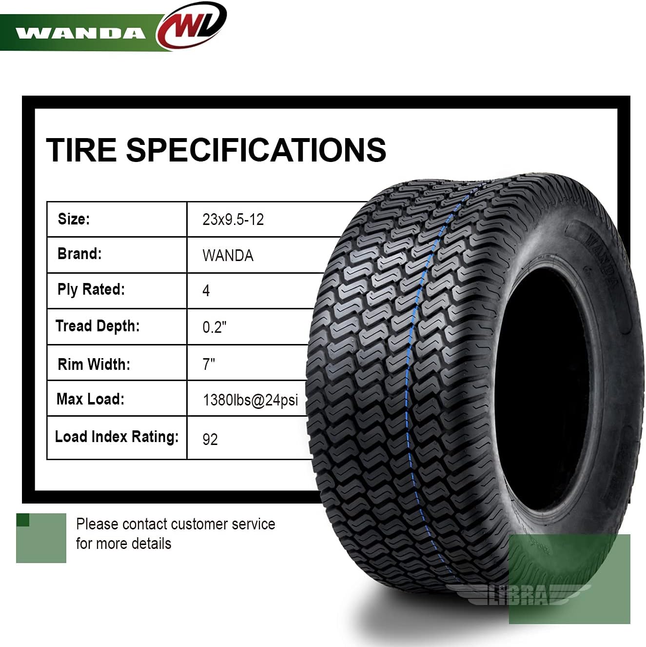 23x9.5-12 Lawn Mower Cart Turf Tire R745