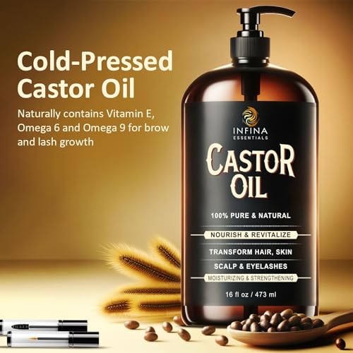 16 fl oz Cold Pressed Castor Oil in Glass Bottle E80067