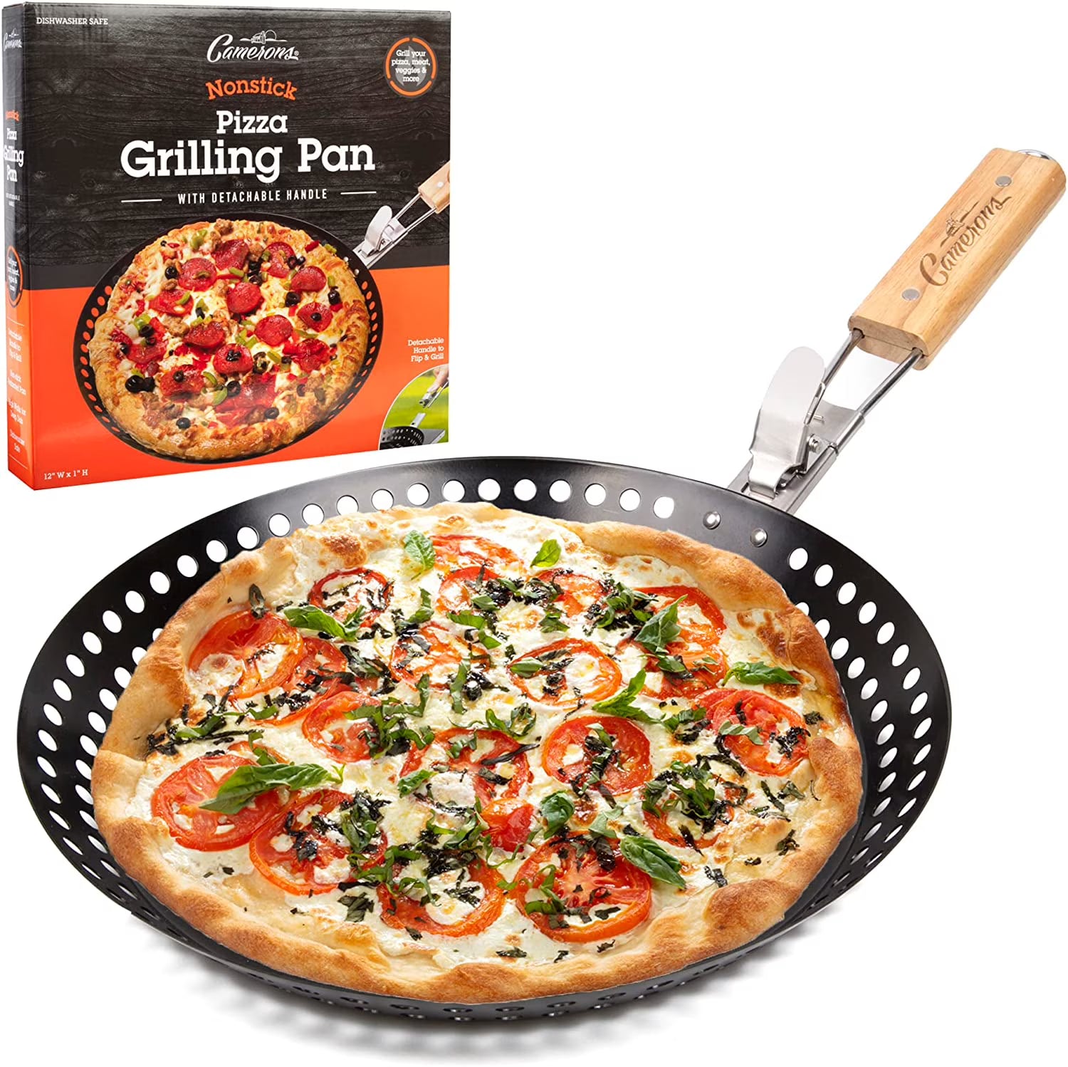Perforated Non-stick Pizza Grill Pan with Removable Handle I2759