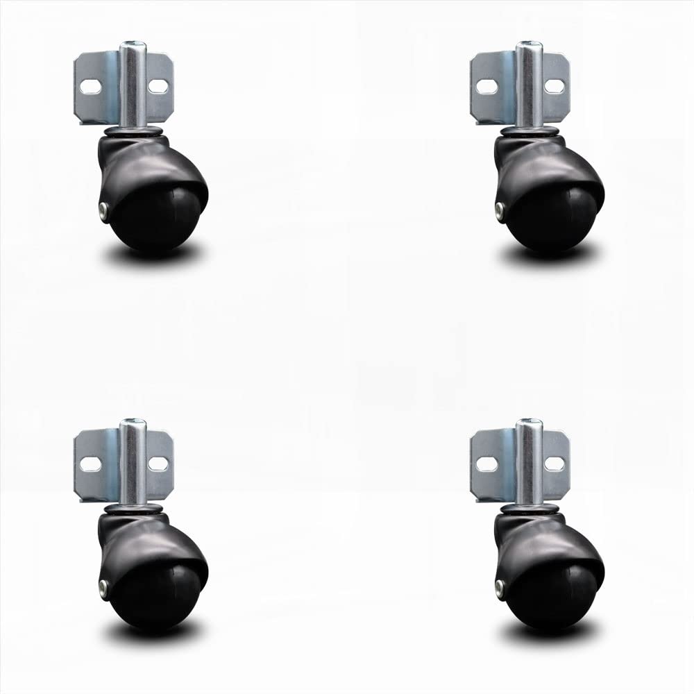 Flat Black 2 Inch Swivel Ball Casters with Top Plate Set of 4 O4369