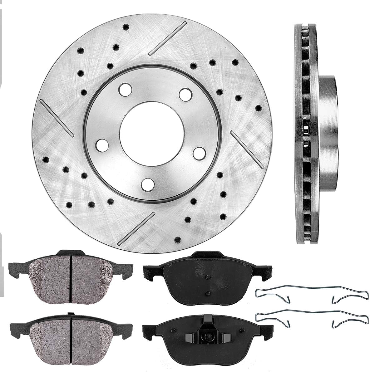 Front Rotors with Ceramic Brake Pads and Clips Z6433