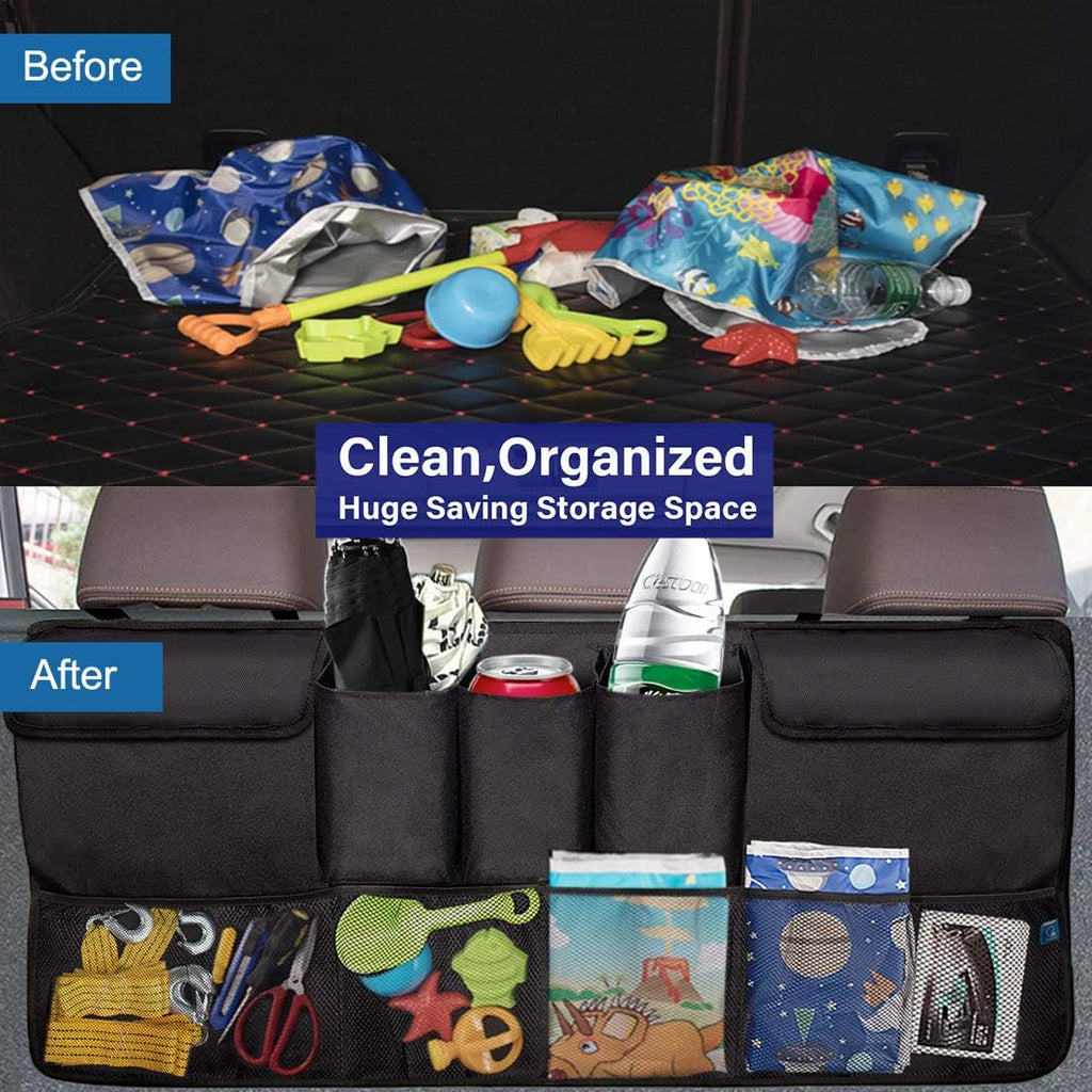 Trunk Organizer Car Storage with 5 Deep Pockets & 4 Pockets Mesh, Pack of 2 G41057