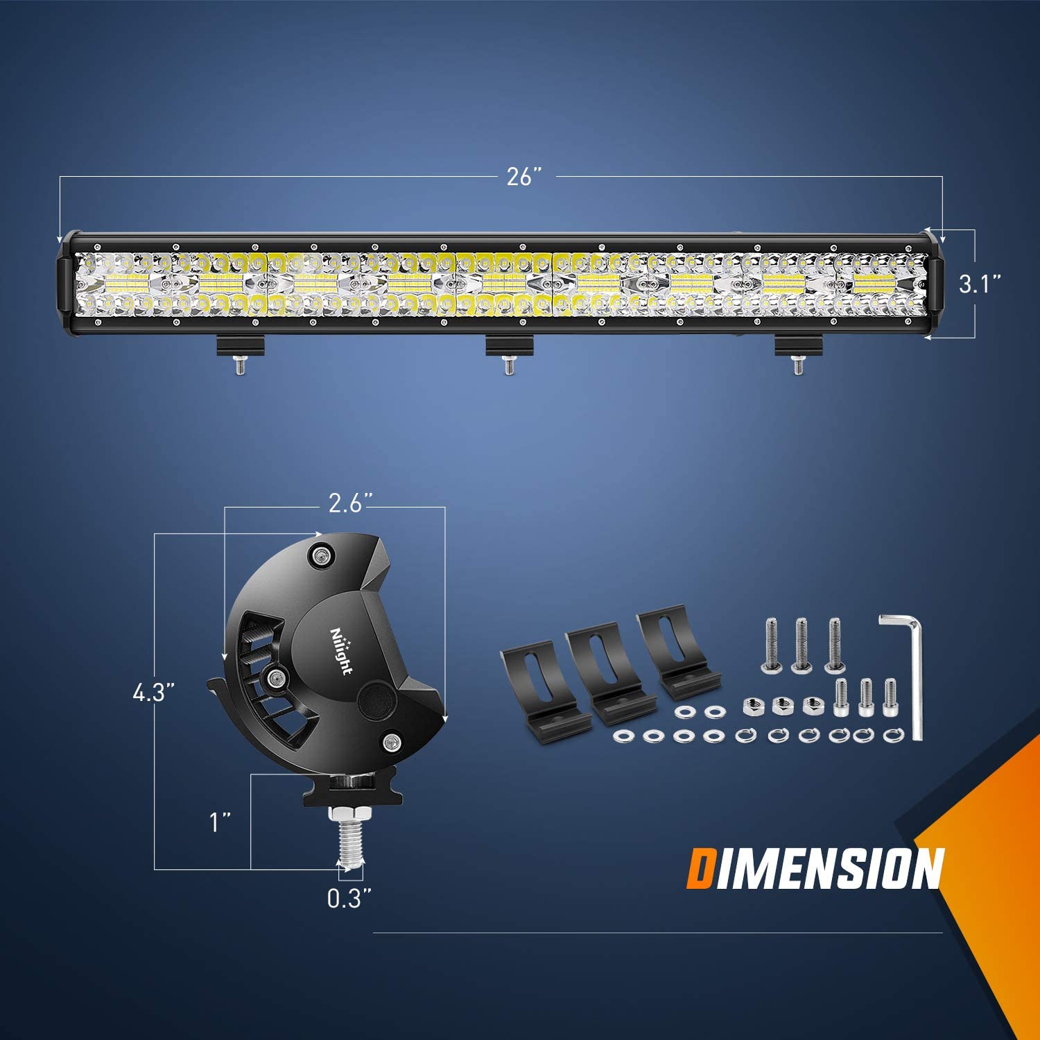 26Inch 540W Triple Row Bar 50000LM Flood Spot Combo Beam LED Off Road Lights Q251800