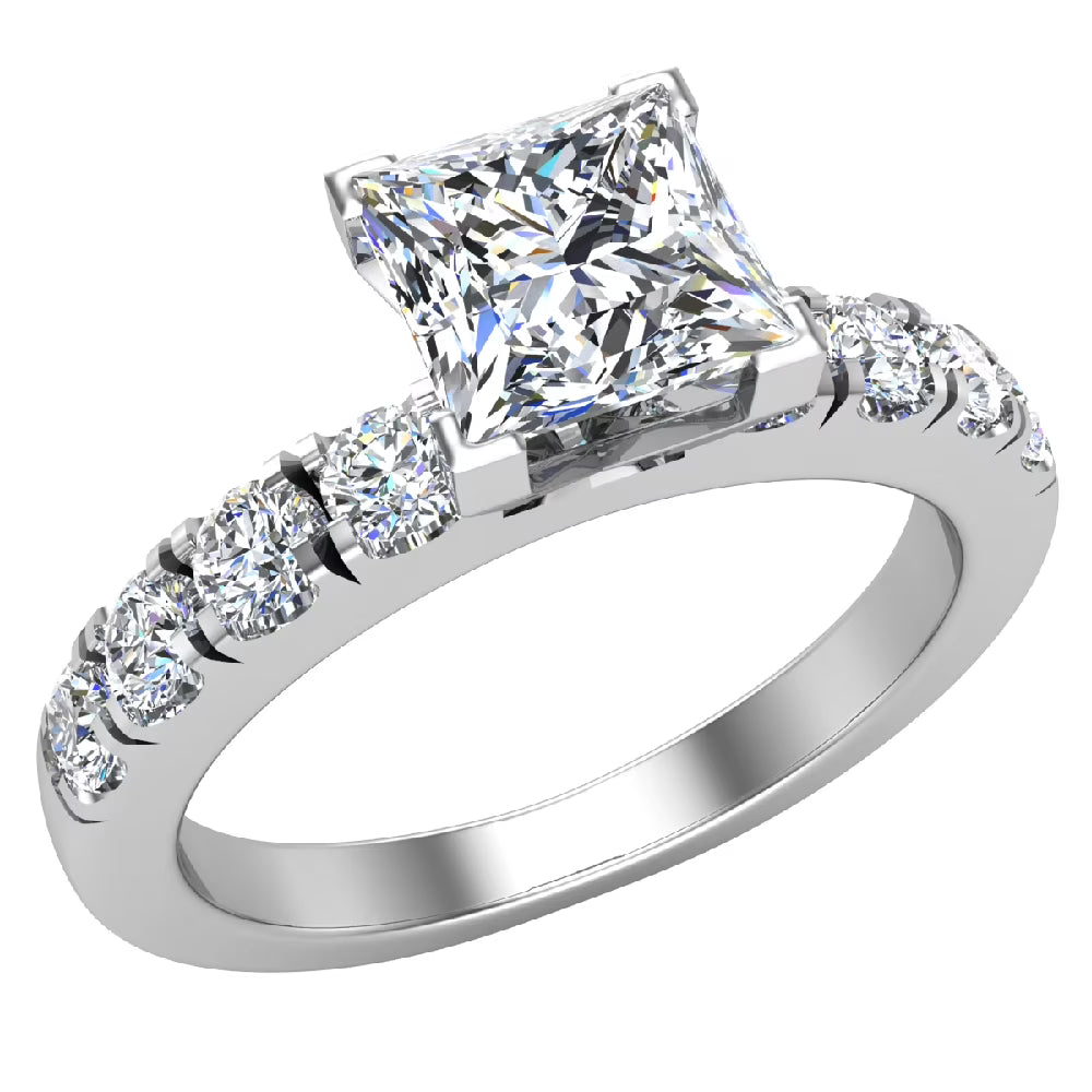 Princess Solitaire Diamond Ring 18K White Gold 1.20 Carat Q1898