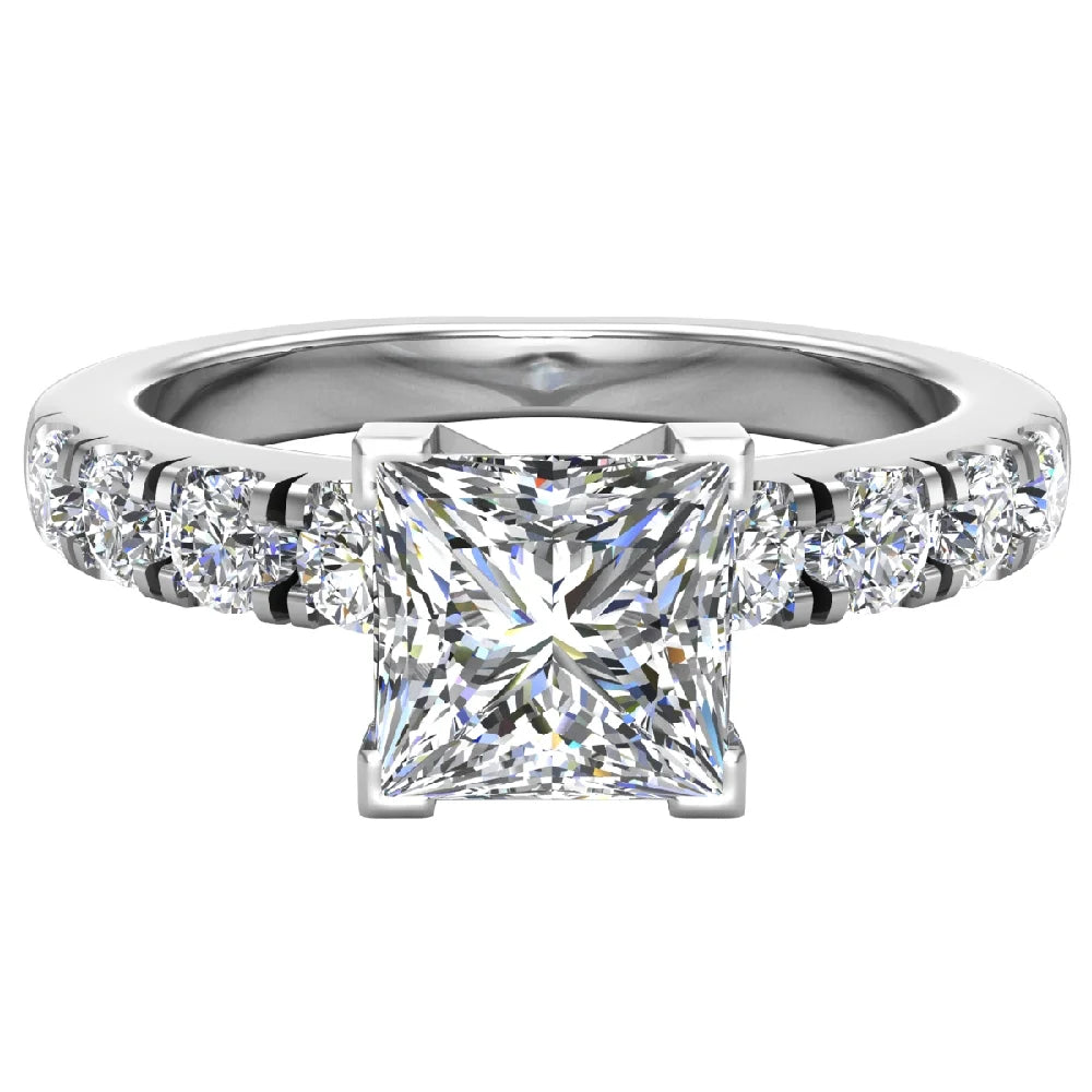 Princess Solitaire Diamond Ring 18K White Gold 1.20 Carat Q1898
