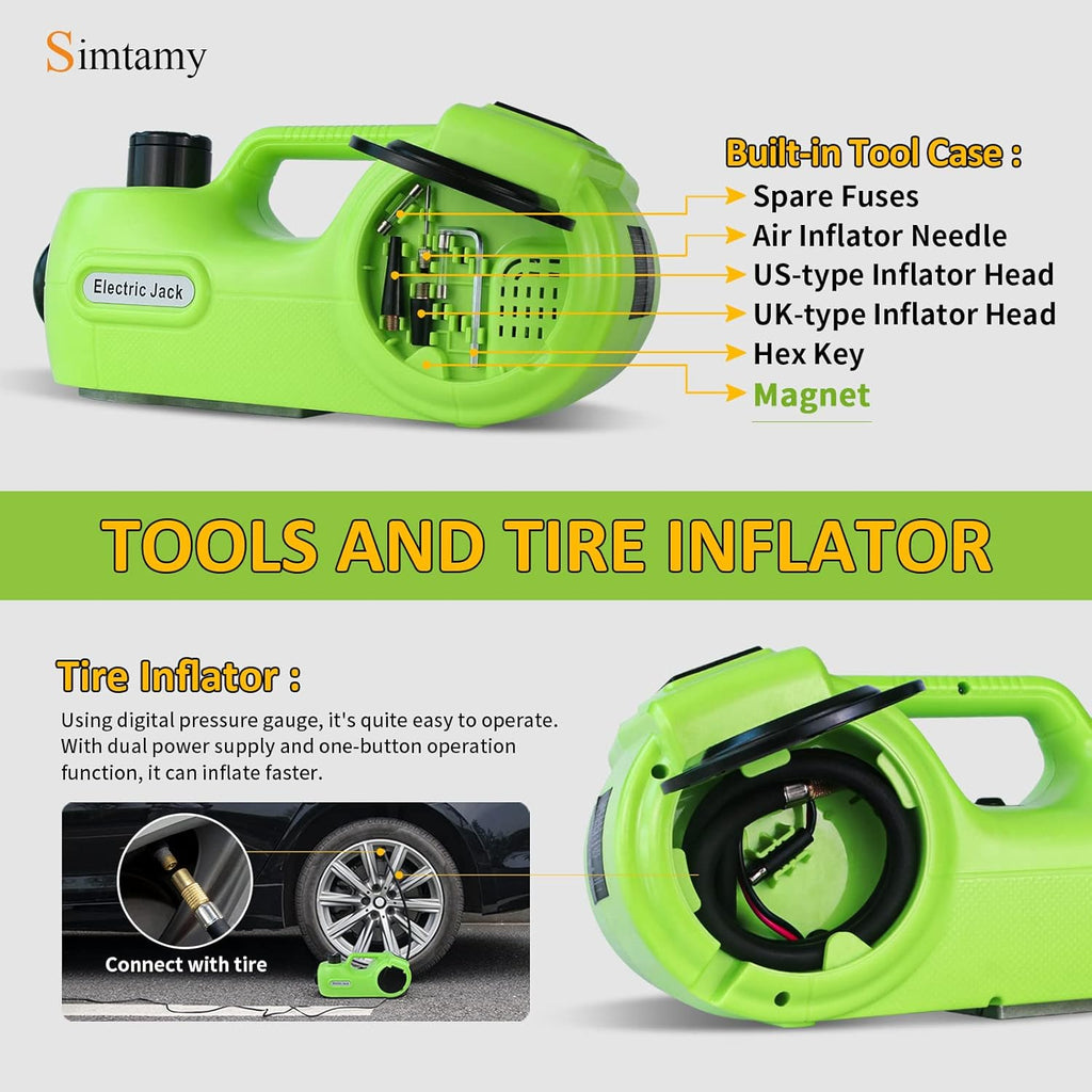5 Ton 12V Hydraulic Car Jack Kit with Electric Impact Wrench and Tire Inflator M1218