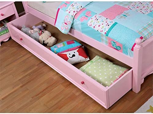 Pink Wood Panel Kids Full Bed with Trundle A96740
