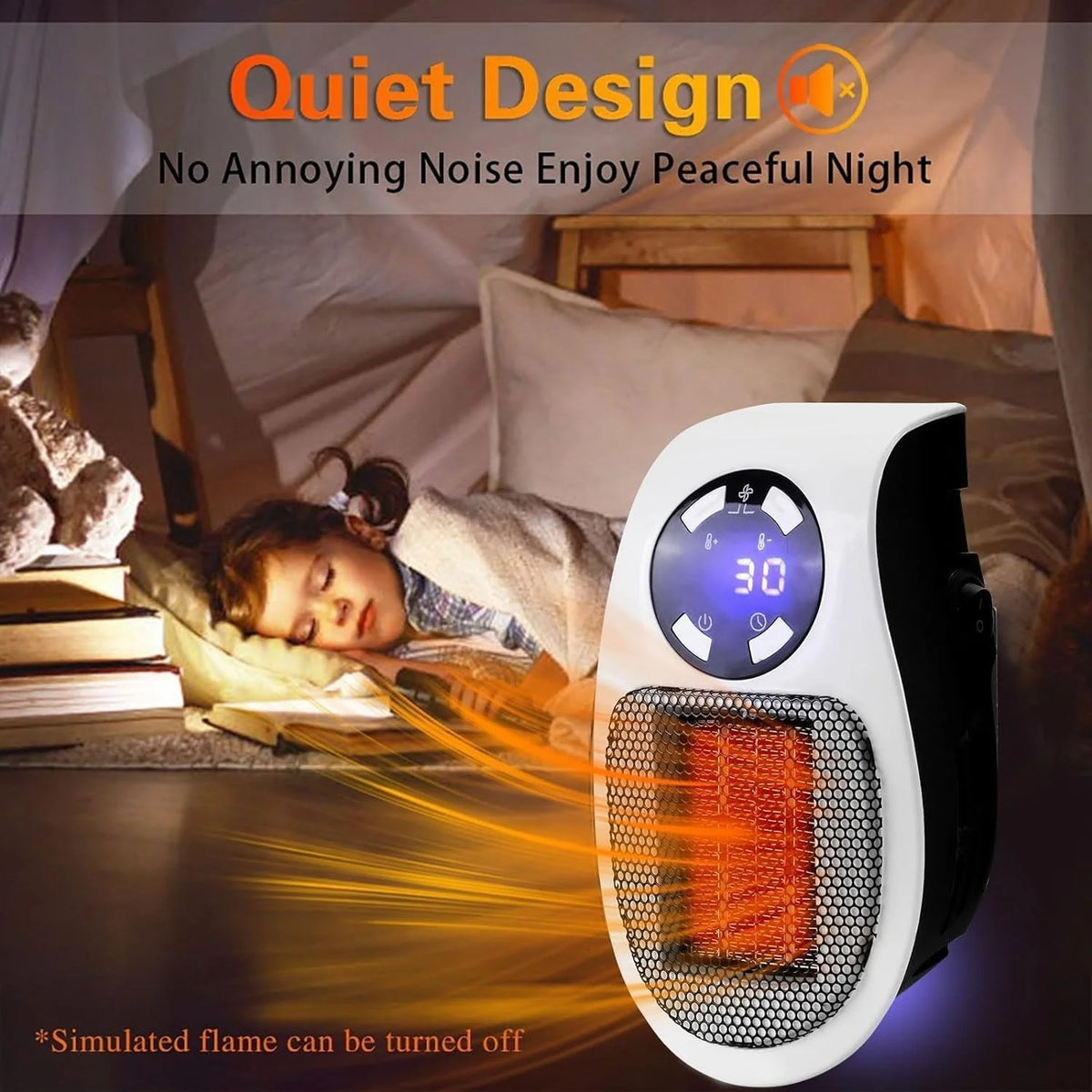 500W Smart Space Electric Fan Heater with Adjustable Thermostat and Timer L902