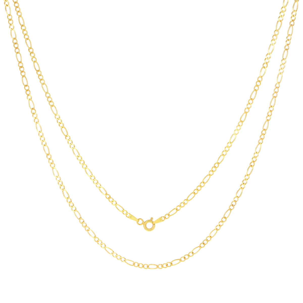 10k Yellow Gold Solid Figaro Chain Link Pendant Necklace 16" - 24" J67938