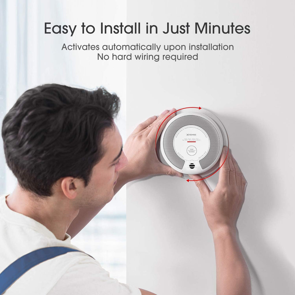 2-in-1 Smoke and Carbon Monoxide Detector Alarm, 10-Year Battery-Operated Dual Sensor, Pack of 3 X308168