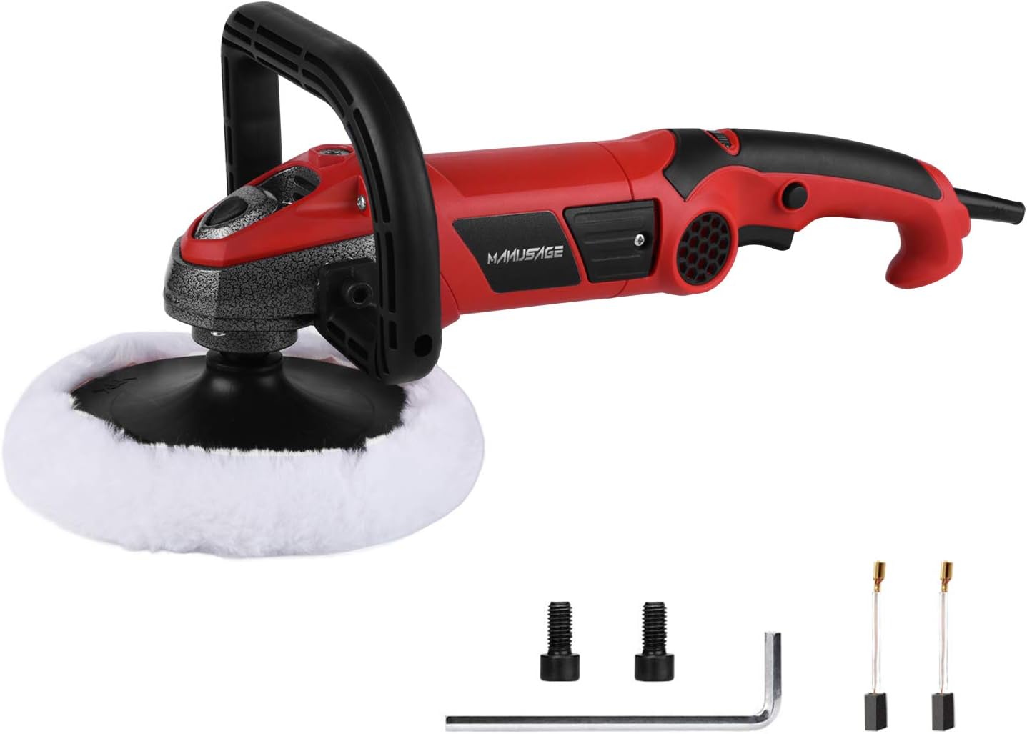 7-Inch Rotary Buffer Polisher, 10Amp Variable Speed Car Polisher, D Shape Detachable Handle, Wool Polishing Wheel D9895