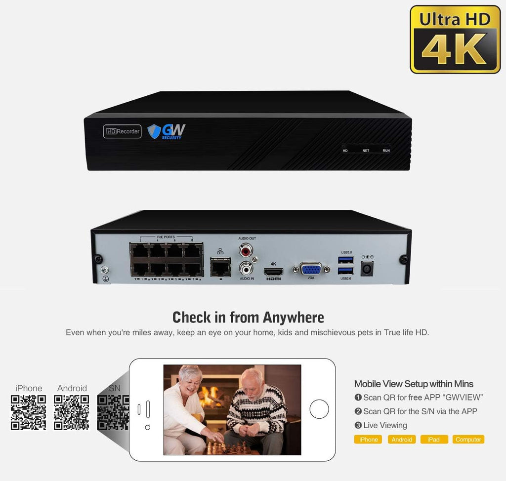 8 Channel 4K NVR 5MP H.265 IP Surveillance Security Camera System with 8-Piece Super HD 1920P Weatherproof Dome Cameras H5571