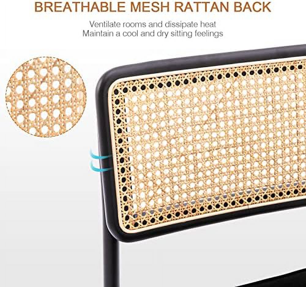 Counter Height Boucle Fabric Barstools with Natural Cane Mesh Z258