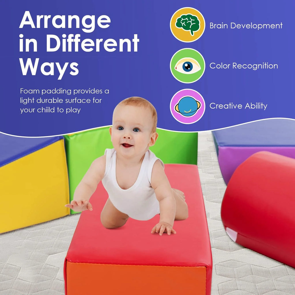 5-Piece Set Kids Foam Climbing Blocks Indoor Play Equipment V230235