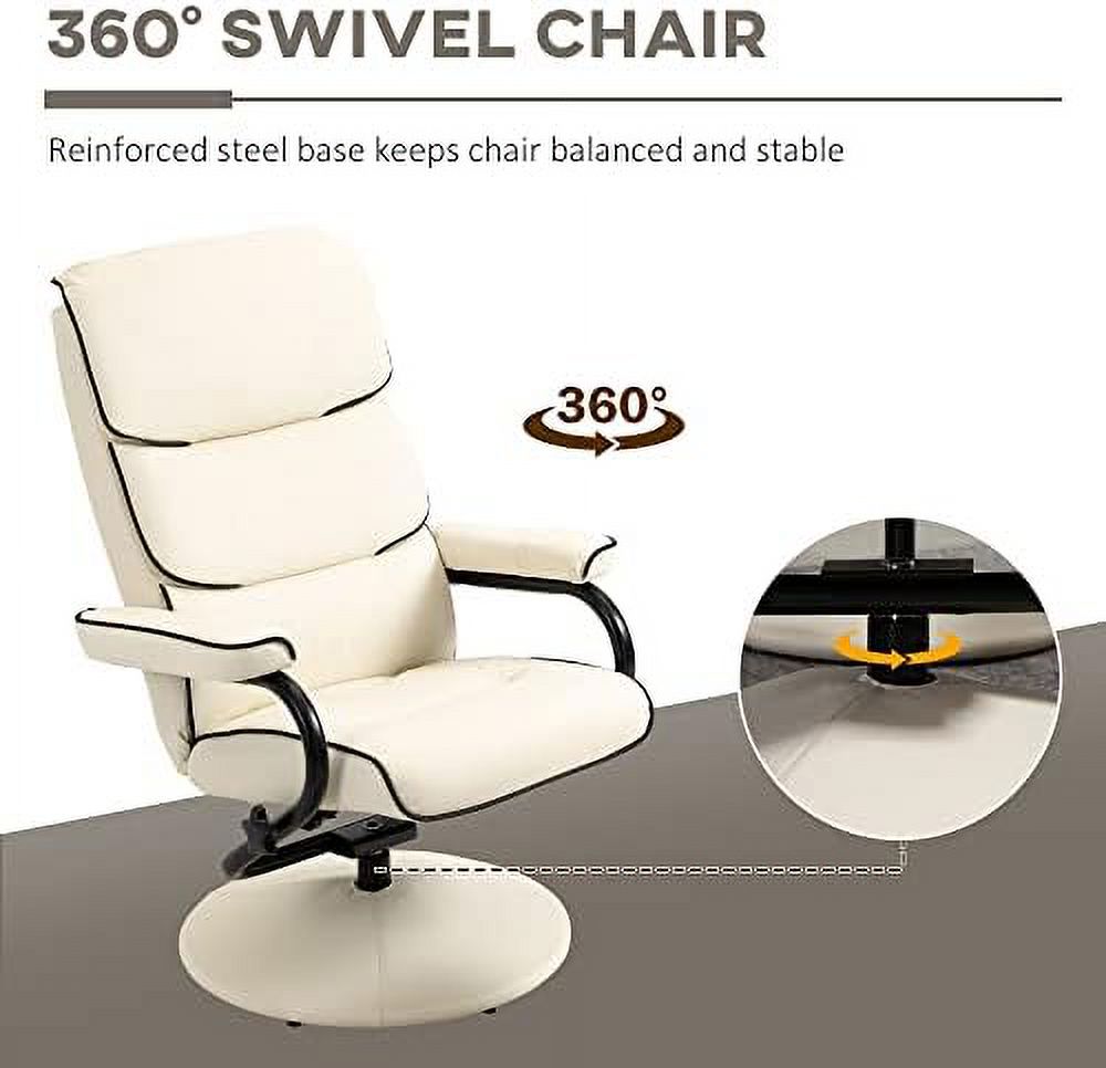 Cream White PU Leather Swivel Recliner Chair with Ottoman M810