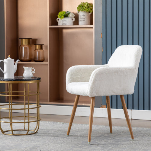 Faux Fur Dining Chairs with Solid Steel Leg B312